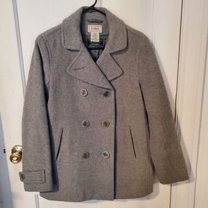Gray LL Bean Wool Pea Coat, Women's size 6